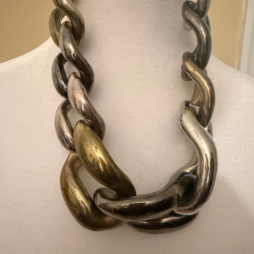 Beautiful Chunky plated Gold and Silver Chain heavy Necklace!
